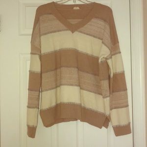 Taupe and cream striped sweater